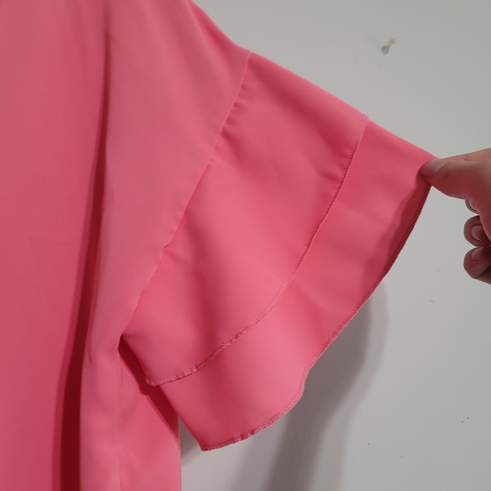 Pink Ruffle Sleeve Women's Top 1X‎ - Picture 3 of 3